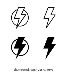 Vector de iconos relámpago. signo y símbolo eléctrico. icono de encendido. signo de energía