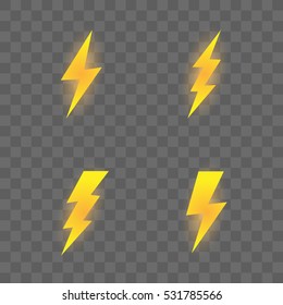 Lightning, icons. Vector illustration
