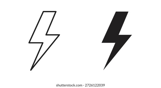 Símbolo de Vector de los iconos del relámpago con el movimiento editable y las versiones planas