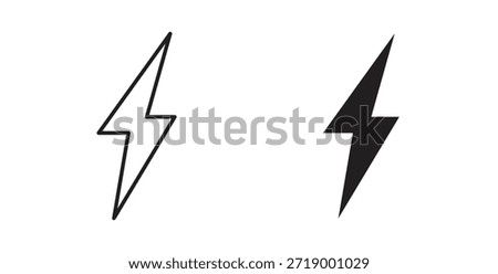 Lightning icons, vector symbols. filled flat sign