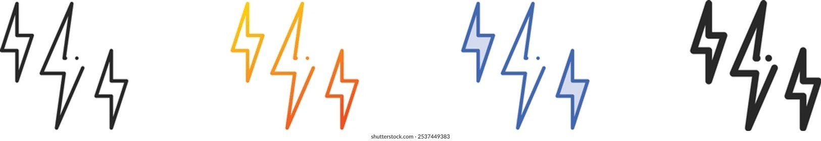 lightning icon.Thin Linear, Gradient, Blue Stroke and bold Style Design Isolated On White Background