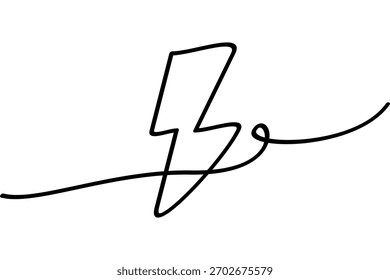 Lightning illustration with continuous line design. Interesting abstract line art design.