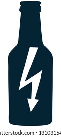 Lightning imprint on a Bottle Silhouette Sign. 