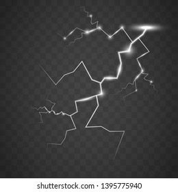 Lightning isolated on transparent background. Vector illustration