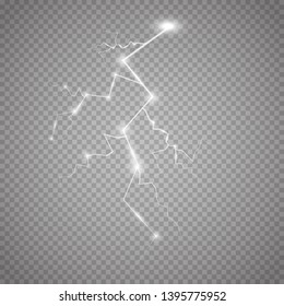 Lightning isolated on transparent background. Vector illustration