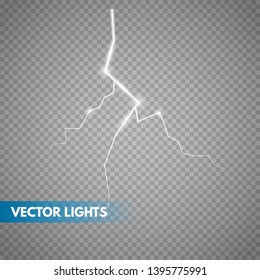 Lightning isolated on transparent background. Vector illustration