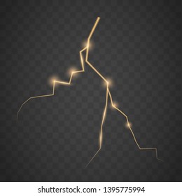 Lightning isolated on transparent background. Vector illustration