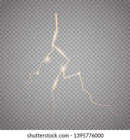 Lightning isolated on transparent background. Vector illustration