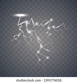 Lightning isolated on transparent background. Vector illustration