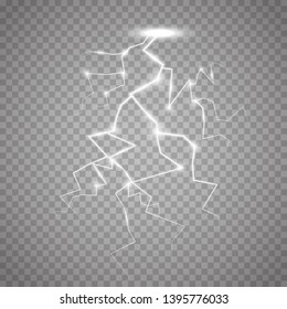 Lightning isolated on transparent background. Storm concept. Vector illustration
