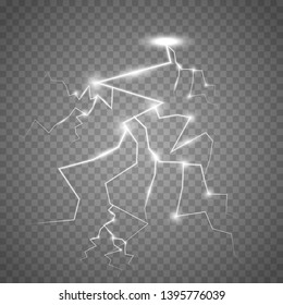 Lightning isolated on transparent background. Vector illustration