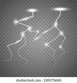 Lightning isolated on transparent background. Vector illustration