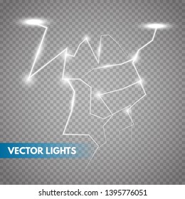 Lightning isolated on transparent background. Vector illustration