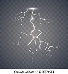 Lightning isolated on transparent background. Vector illustration