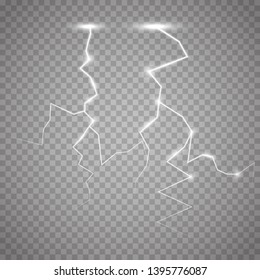 Lightning isolated on transparent background. Vector illustration