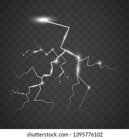Lightning isolated on transparent background. Vector illustration