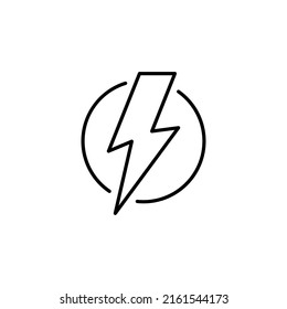 Blitzende einzelne Vektorsymbol. Elektrisches Blitzsymbol. Energieeffizienzsymbol. Donnersymbol. Circle Concept