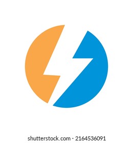 Icono de vector aislado relámpago. Icono de destello de perno eléctrico. Símbolo de energía eléctrica. Icono de trueno. Concepto de círculo	