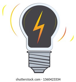 lightning in lamp, flat vector illustrator