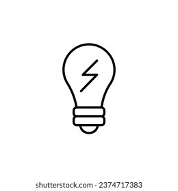 Lightning in Lamp Minimalistic Outline Vector Sign. Vector Illustration for web sites, apps, design, banners and other purposes