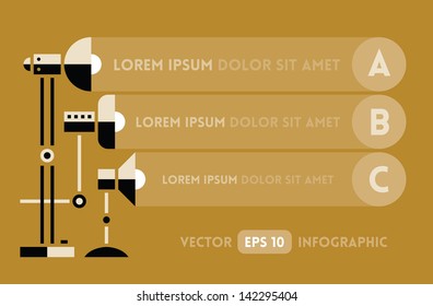 Lightning lamps background for infographic. Vintage style.