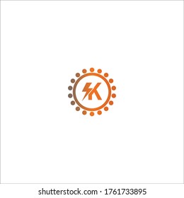 Letra Lightning K logotipo gradiente de diseño de color