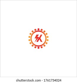 Letra Lightning K logotipo gradiente de diseño de color