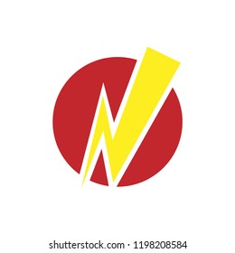 Lightning letter N logo. High voltage icon. Electric power symbol. Vector illustration.