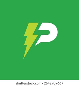 Lightning Letter P Logo design vector template