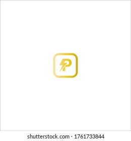 Lightning letter P logotype gradient color design concept illustration
