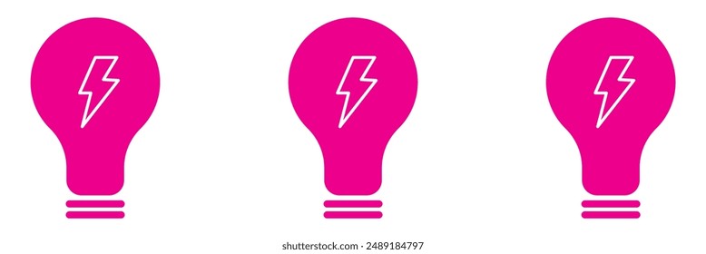 Lightning in light bulb icon. Light bulb symbol with a lightning bolt inside. Vector illustration.