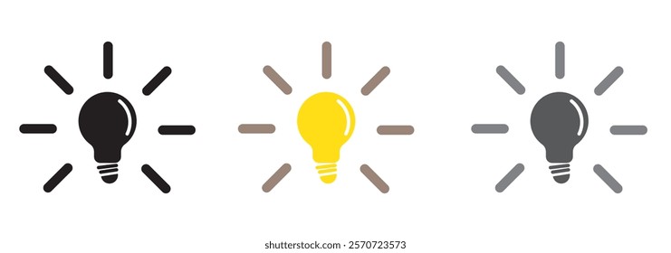 Lightning in light bulb icon. Light bulb symbol with a lightning bolt inside. Vector illustration.