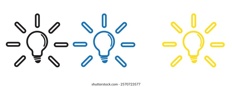 Lightning in light bulb icon. Light bulb symbol with a lightning bolt inside. Vector illustration.