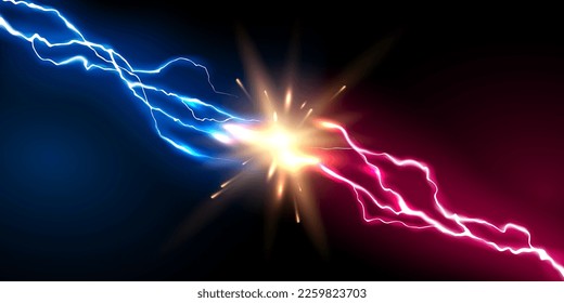 lightning light effect background realistic flash with lightning electric explosion vector illustration