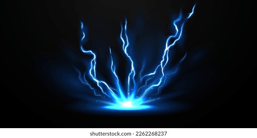 fondo de efecto luminoso relámpago realista con ilustración de vector de explosión eléctrica relámpago