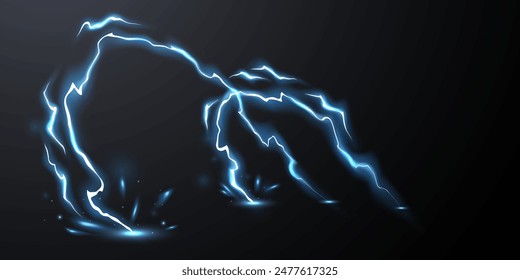 lightning light effect background realistic flash with lightning electric explosion vector illustration