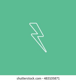 Lightning Line Icon On Green Background