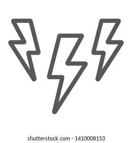 Lightning line icon, storm and forecast, thunder sign, vector graphics, a linear pattern on a white background, eps 10.