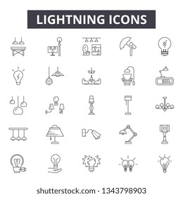 Lightning line icons for web and mobile design. Editable stroke signs. Lightning  outline concept illustrations