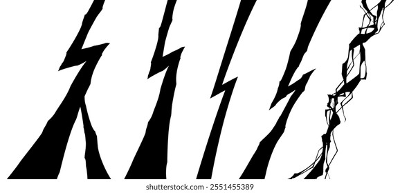 Lightning line illustration material set_silhouette_cartoon style