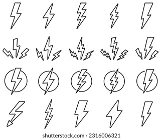 Lightning line set icon, logo vector