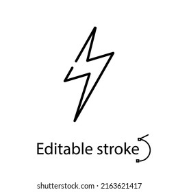 lightning linear icon. Pop art style. Retro 1960s design. Storm sky. Editable stroke. Isolated vector stock illustration