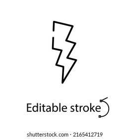 lightning linear icon. Pop art style. Retro 1960s design. Electric item. Customizable linear contour symbol. Editable stroke. Isolated vector stock illustration