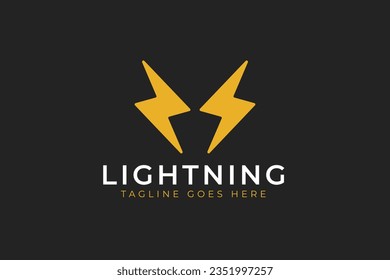 Concepto de logotipo luminoso. Identidad de marca con logotipo trueno. Símbolo Lightning para velocidad, símbolo de signo de energía
