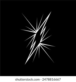 Lightning logo design with broken glass concept. Line art style abstract lightning symbol illustration.