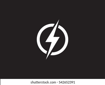 Lightning logo design element. Energy and thunder electricity symbol concept. Lightning bolt sign in the circle. Power and electric emblem. Flash icon vector template. Power fast speed logotype