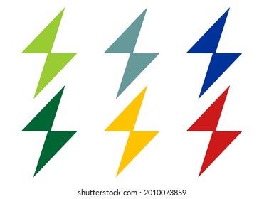 Lightning logo icon set of colorful