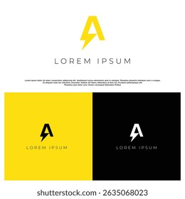 raio Um ícone de logotipo vetor, raio + letra A