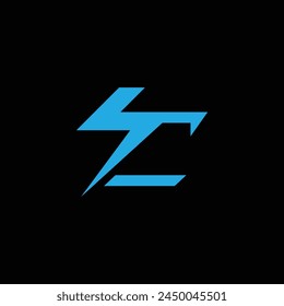 Lightning logo initials c illustration
