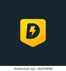 lightning logo with the letter D in the form of a sturdy shield. 
